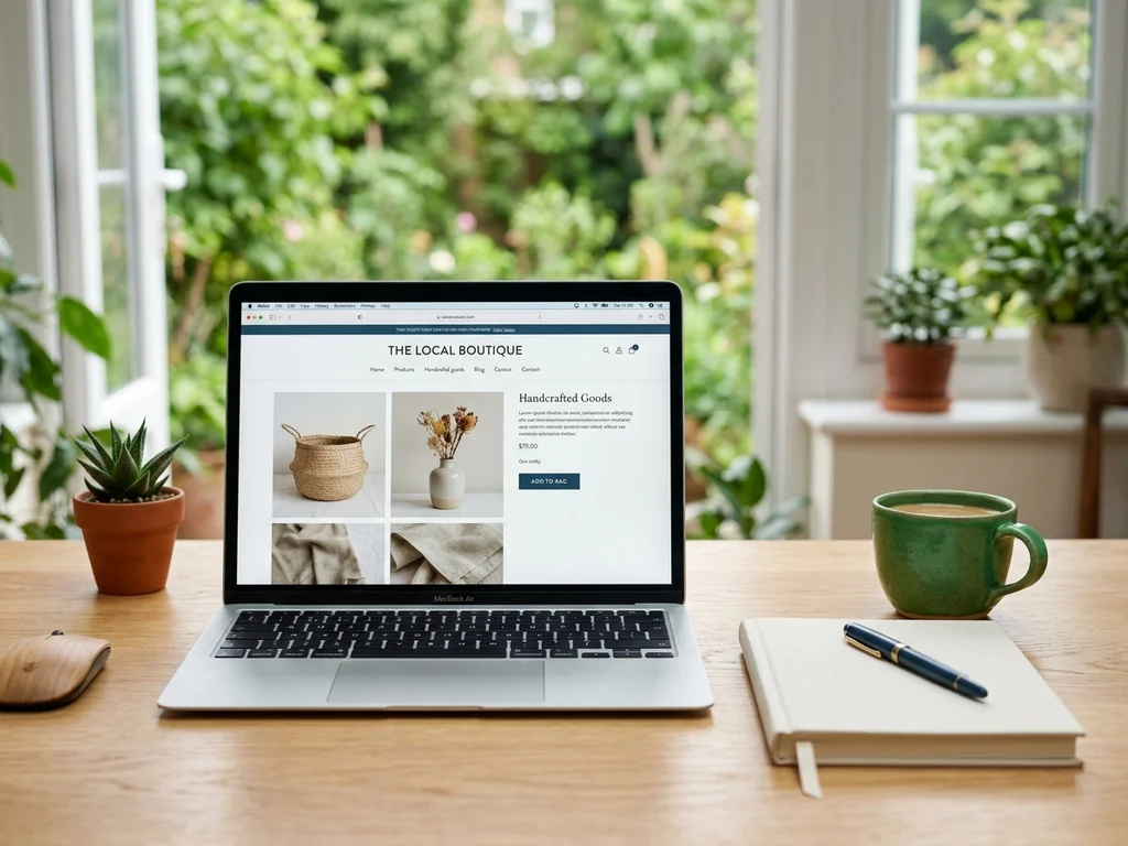 Ordinateur affichant une page produit optimisée pour une boutique e-commerce locale à Sèvres.